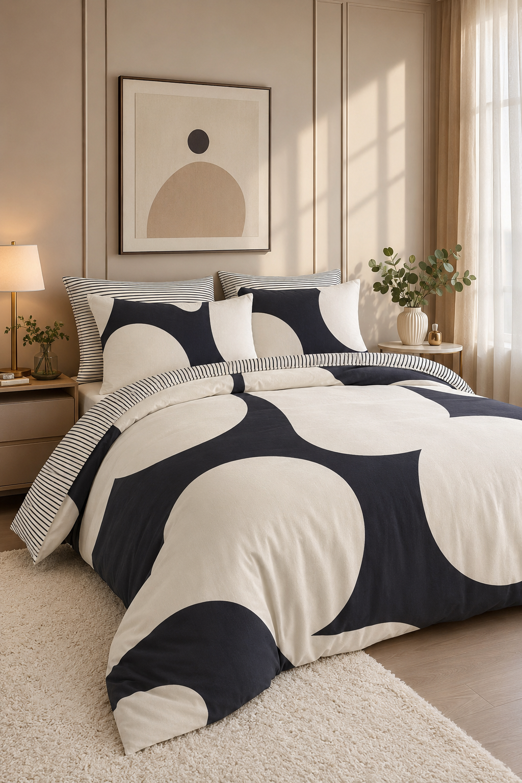 Modern Black & White Geometric Comforter