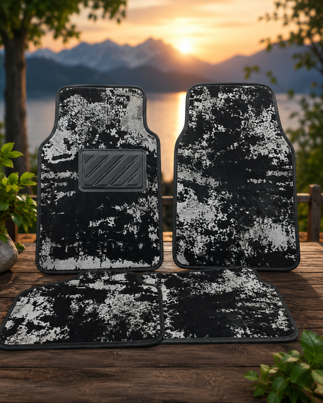 Universal Car Floor Mats – Premium Black & White Waterproof Floor Mats