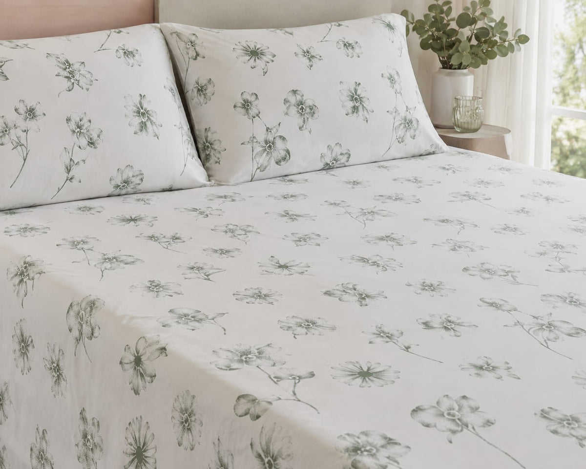 Sage Meadow Floral Duvet Cover Set