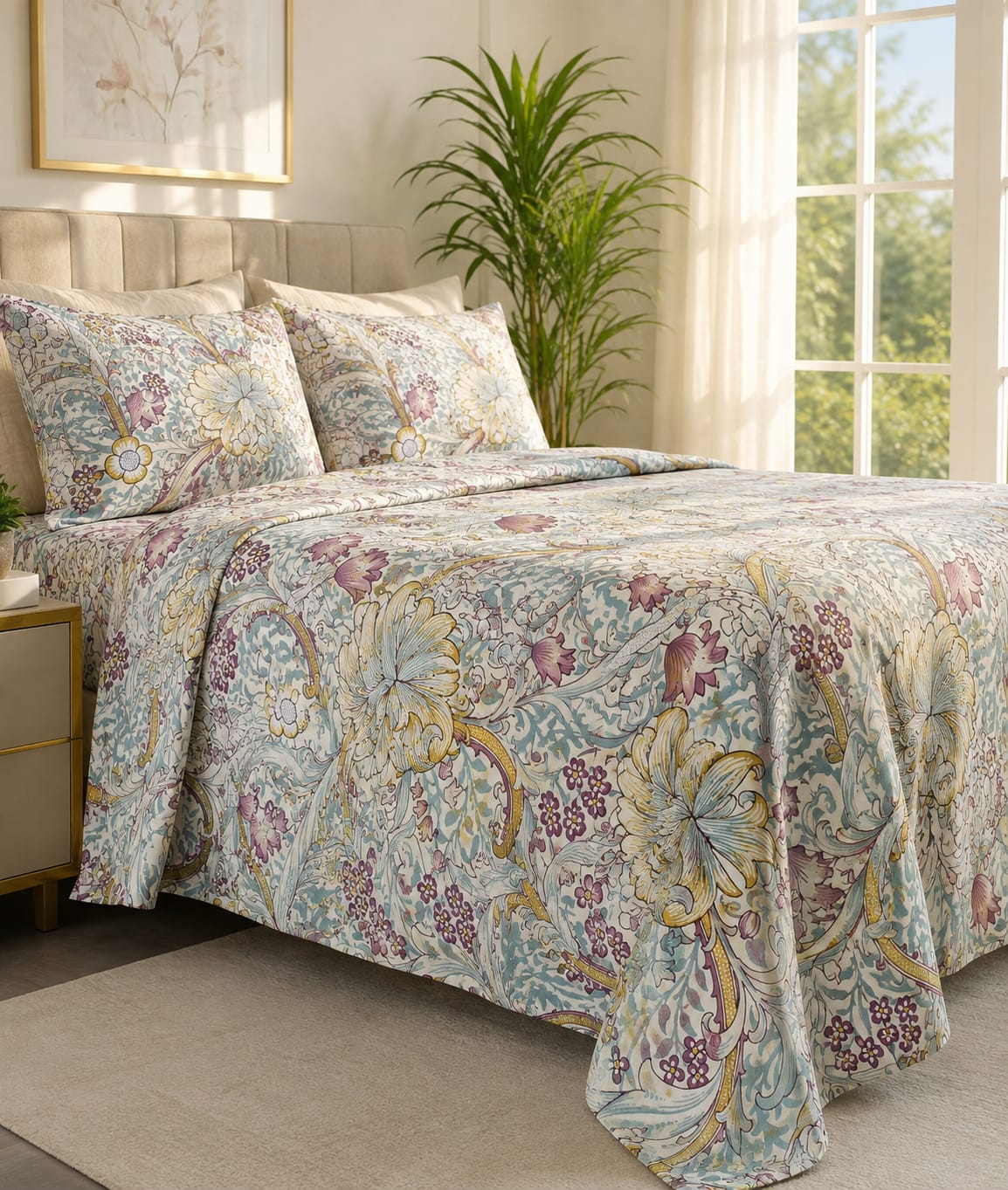 Jacobean Garden Vintage Floral Bedsheet Set