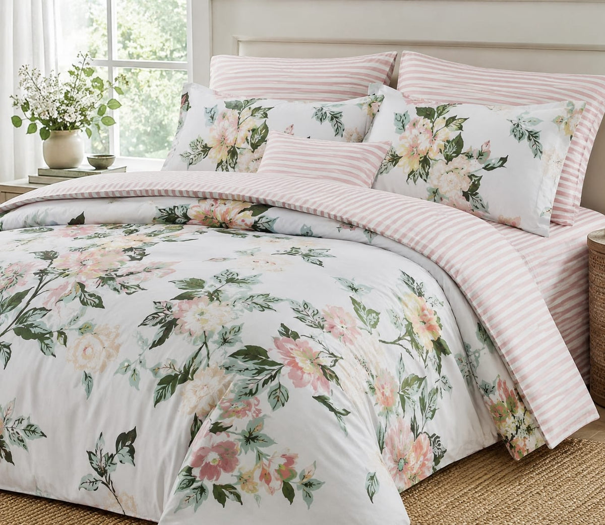 Floral Printed Double Bed Sheet Set