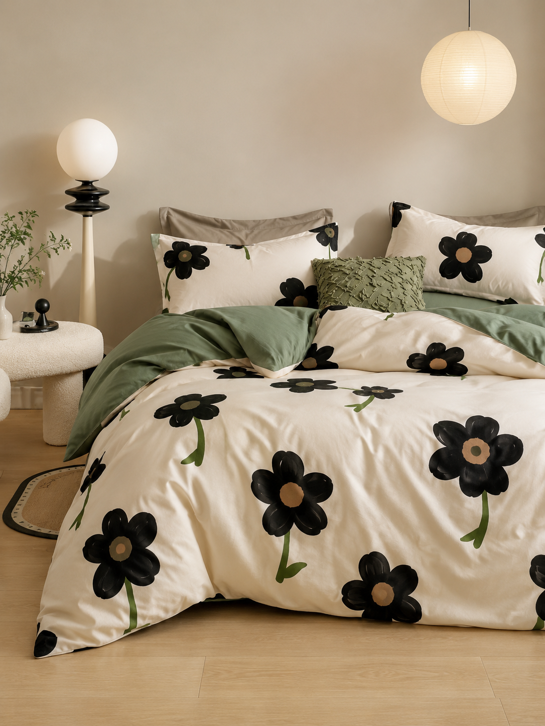 Floral Black Flower Comforter Set – Soft & Stylish Bedding