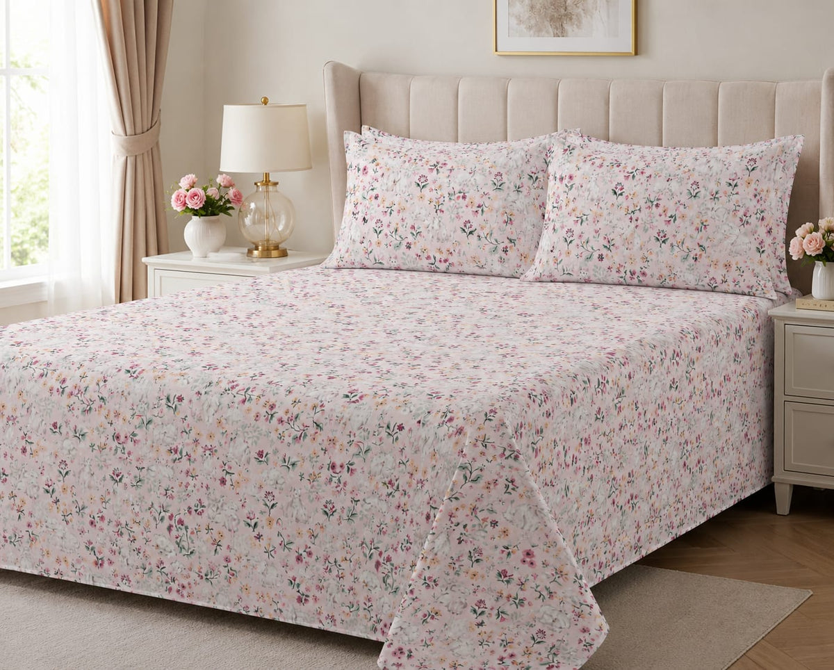 Floral Printed Bed Sheet Set